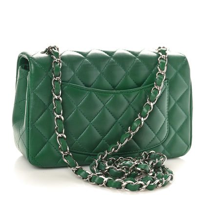 Chanel Lambskin Quilted Mini Rectangular Flap Dark Green 3 of 9