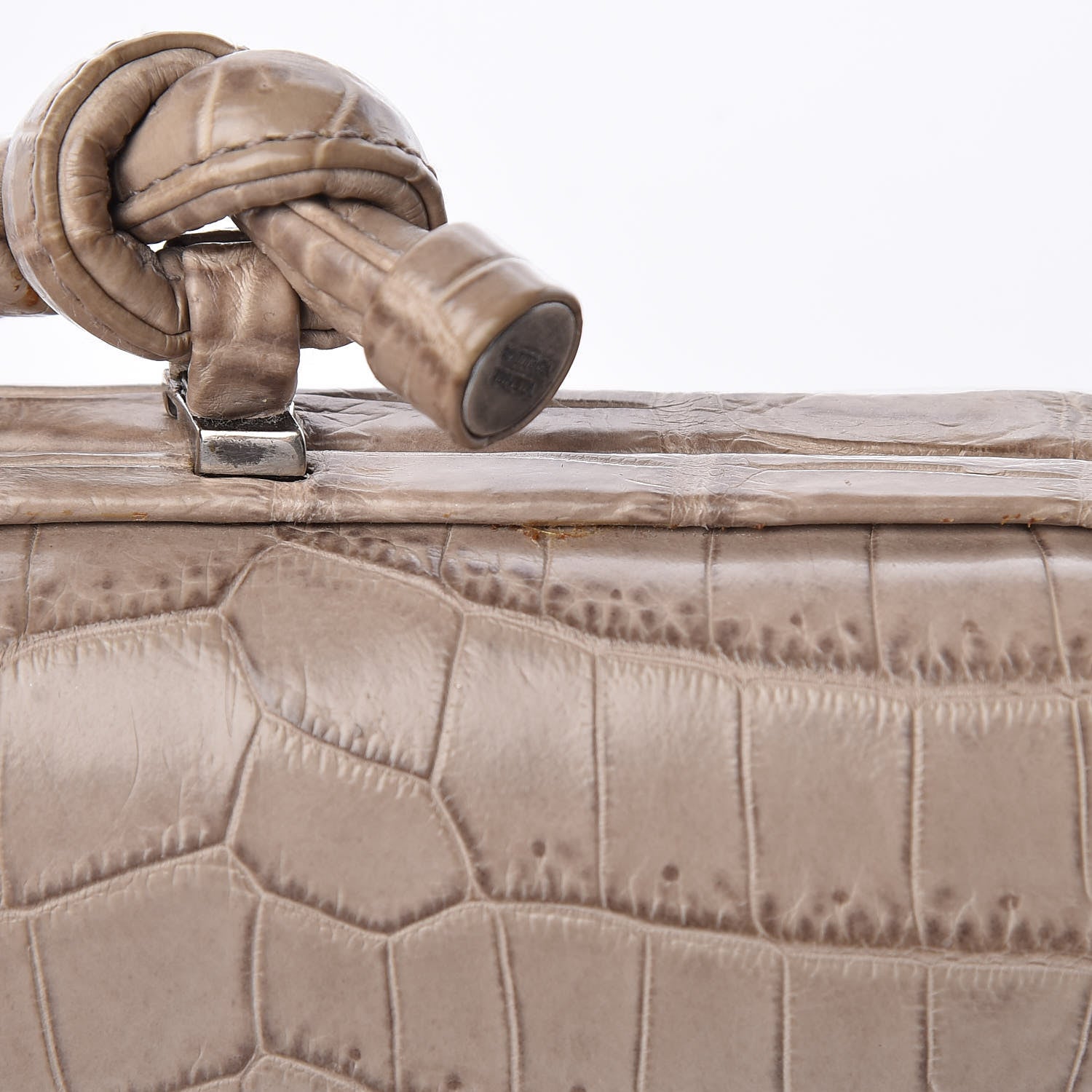 Bottega Veneta Crocodile Knot Clutch Stone 7 of 7