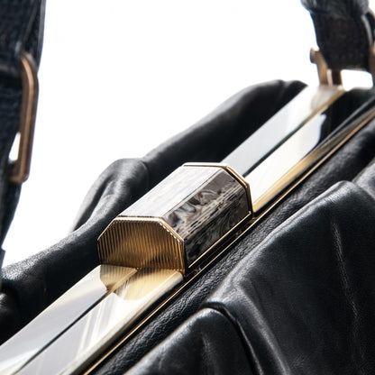 Lanvin Lambskin Draped Frame GM Shoulder Bag Black 7 of 7