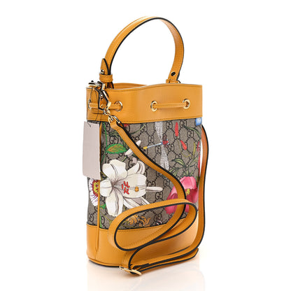 Gucci GG Supreme Monogram Flora Small Ophidia Bucket Bag Beige Multicolor Crop 3 of 10