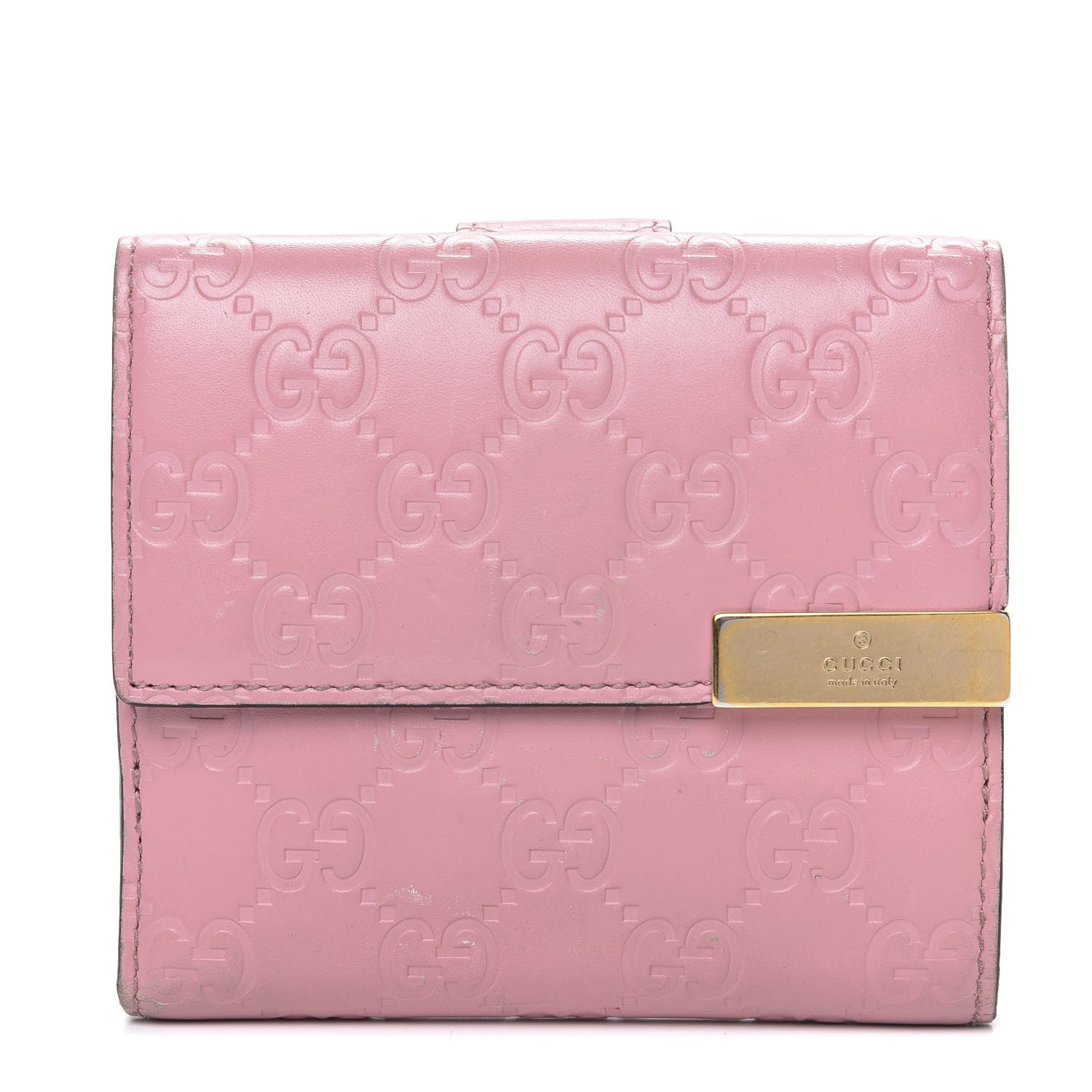 Gucci Guccissima Dice French Flap Wallet Carmine Rose 1 of 11