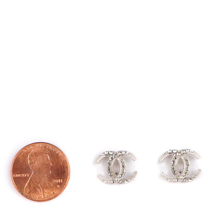 Chanel Crystal Moon CC Earrings Silver 2 of 5