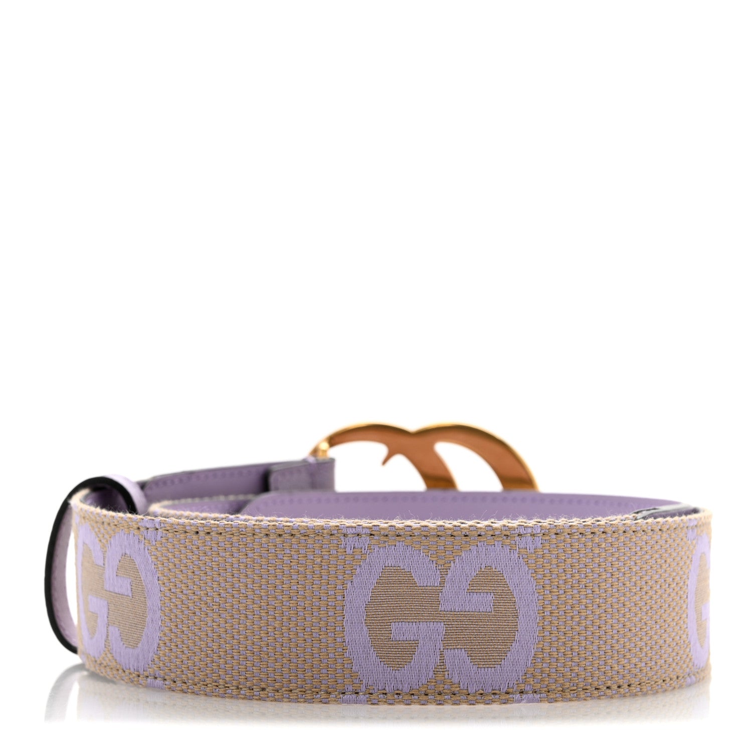 Gucci Monogram Jumbo GG Textured Dollar Calfskin Double G Belt 80 32 Beige Lapis 2 of 7