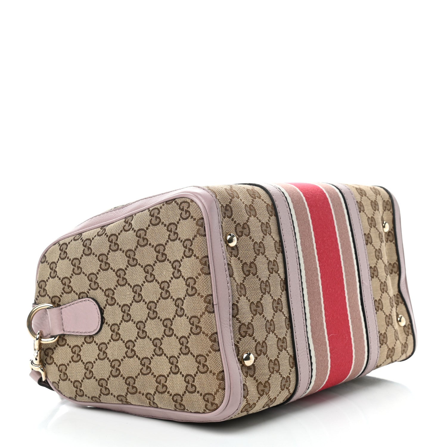 Gucci Monogram Selleria Calfskin Vintage Web Medium Boston New Sand Lilas 4 of 10