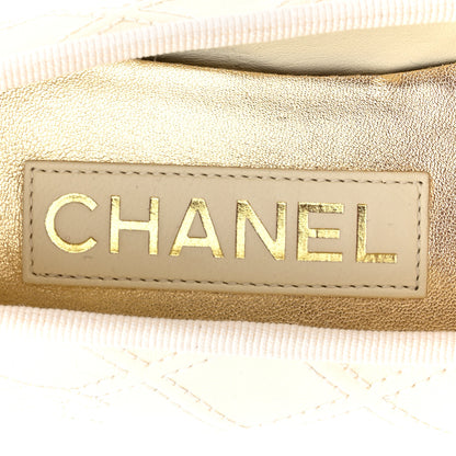 Chanel Lambskin Patent Double Stitched CC Cap Toe Ballerina Flats 36 Ivory Black 7 of 9