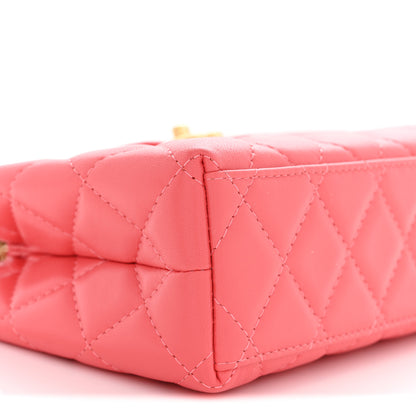 Chanel Shiny Aged Calfskin Quilted Nano Kelly Shopper Coral Pink 9 of 11