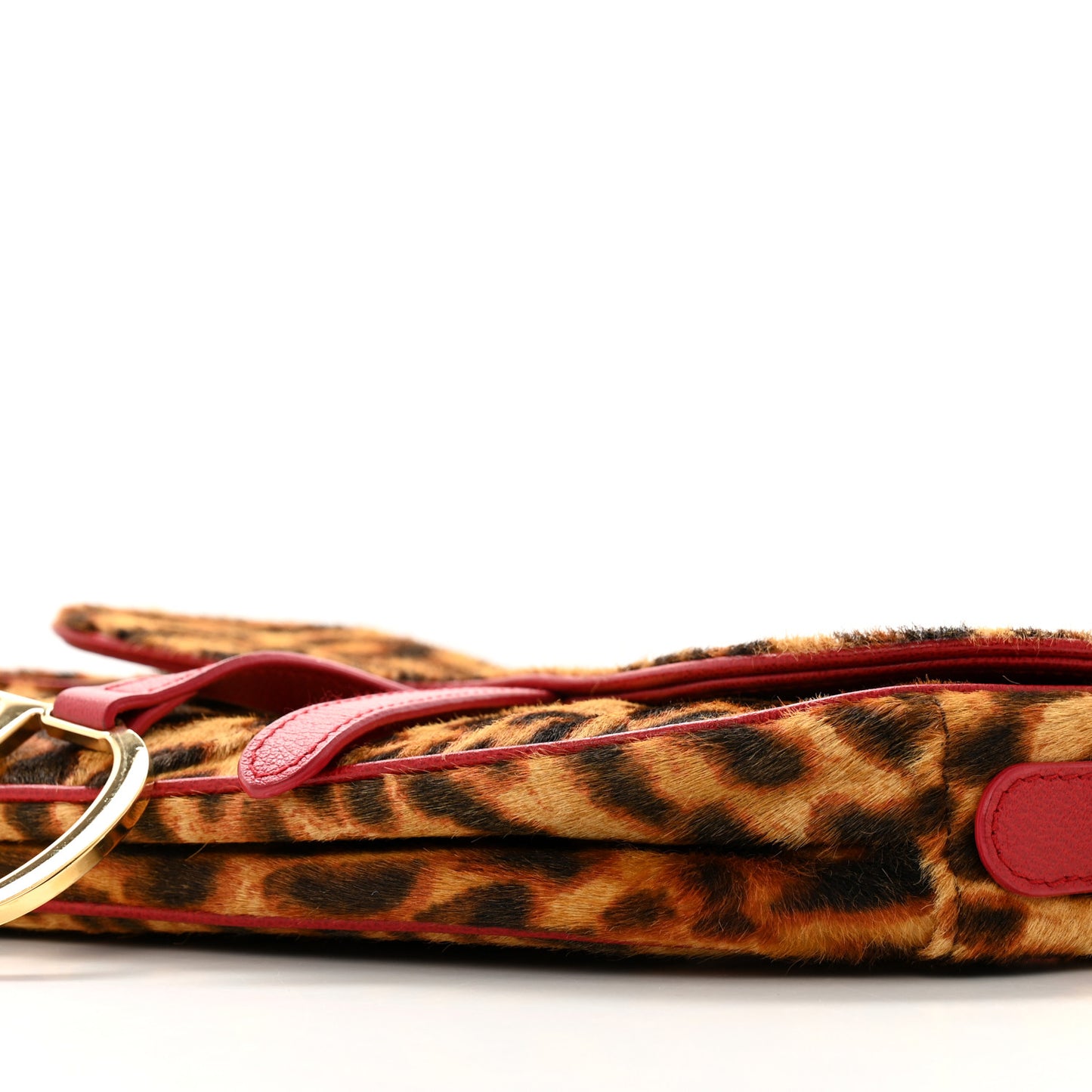 Pony Hair Leopard Saddle Bag Red