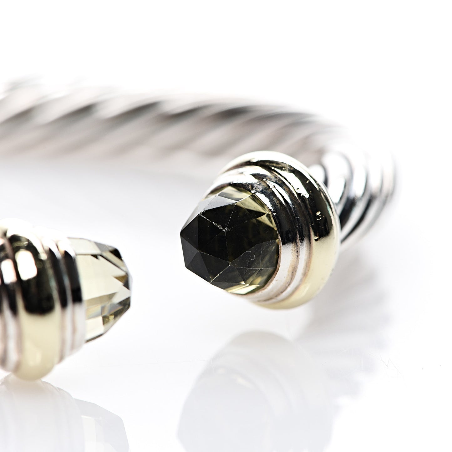 Sterling Silver 14K Yellow Gold Lemon Citrine 7mm Cable Classics Bracelet