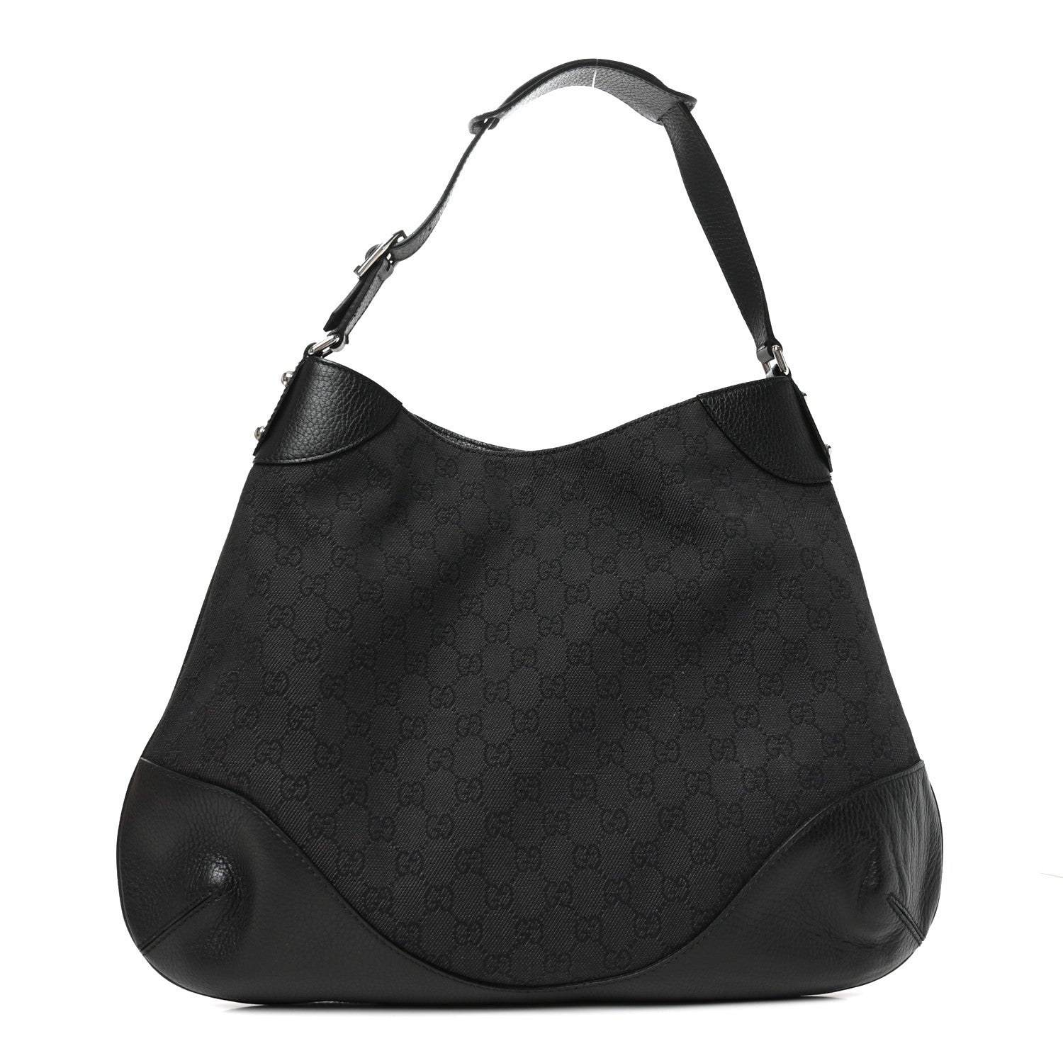 Gucci Monogram Calfskin Large Hobo Black 1 of 10
