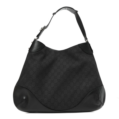 Gucci Monogram Calfskin Large Hobo Black 1 of 10