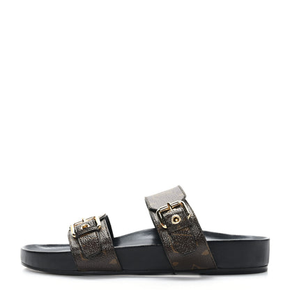 Louis Vuitton Monogram Bom Dia Mule Sandals 38 Black 1 of 8
