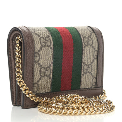 Gucci GG Supreme Monogram Web Ophidia Chain Card Case Wallet Beige New Acero 3 of 10