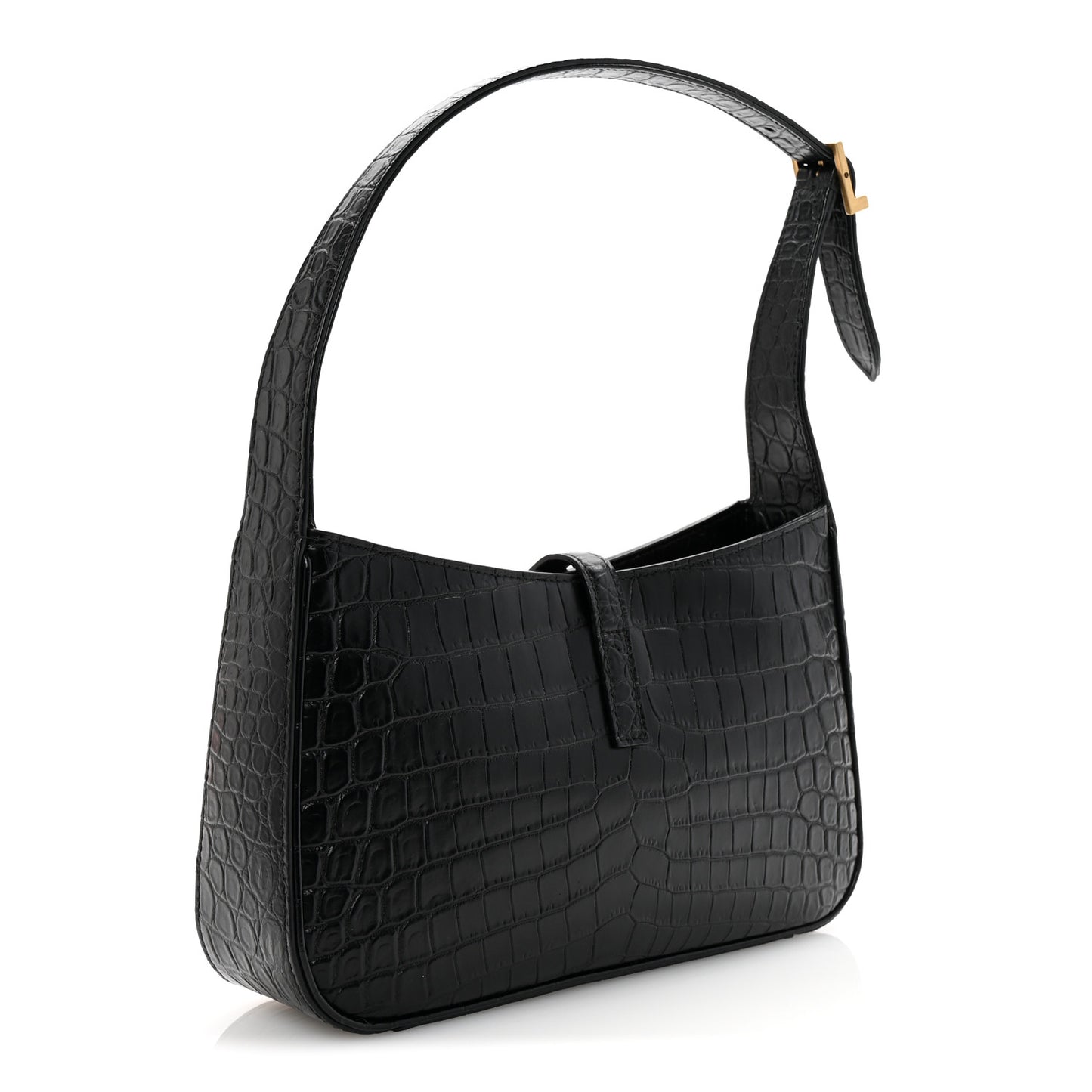 Calfskin Crocodile Embossed Le 5 A 7 Hobo Black