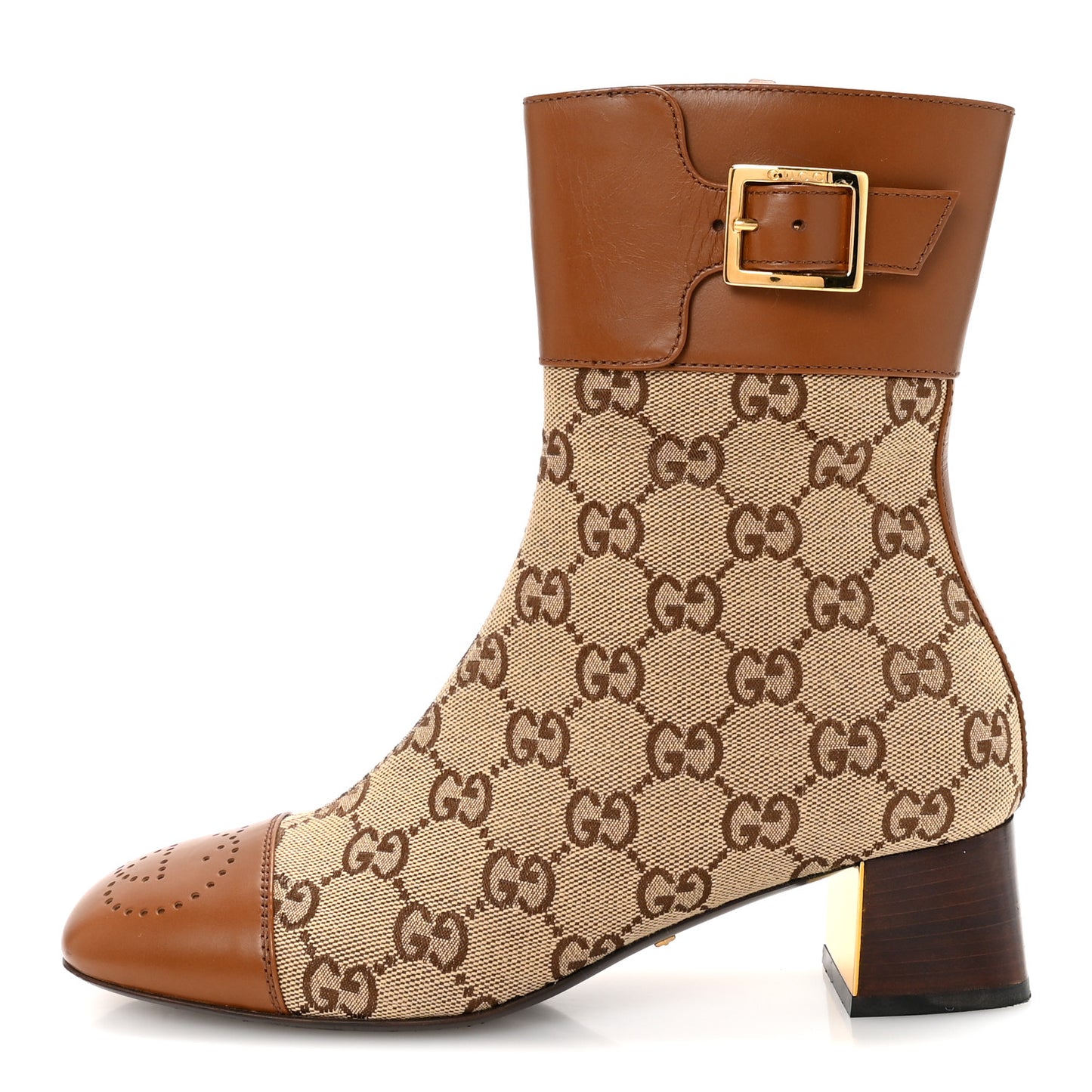 Monogram Cordovan Lux GG Ankle Boots 35 Beige Cuir