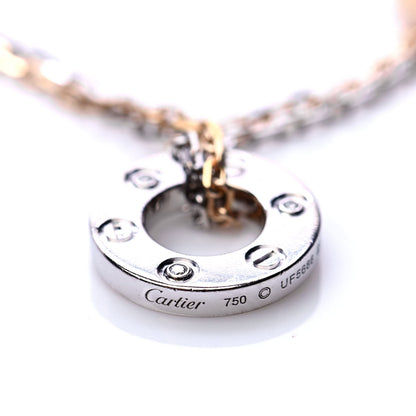 Cartier 18K White Pink Gold Diamond Three Ring LOVE Pendant Necklace 4 of 8