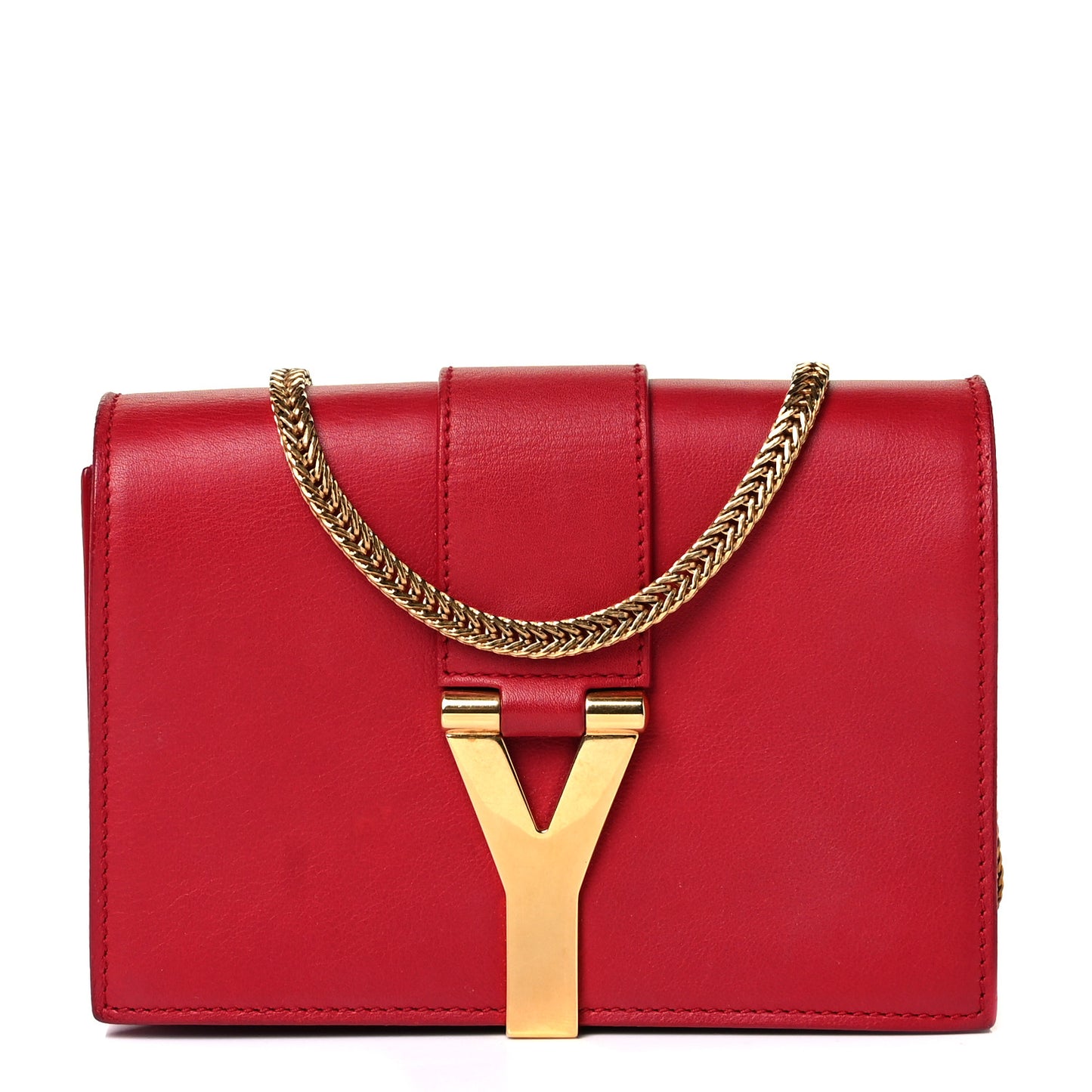 Calfskin Small Classic Y Satchel Bag Rouge Orient