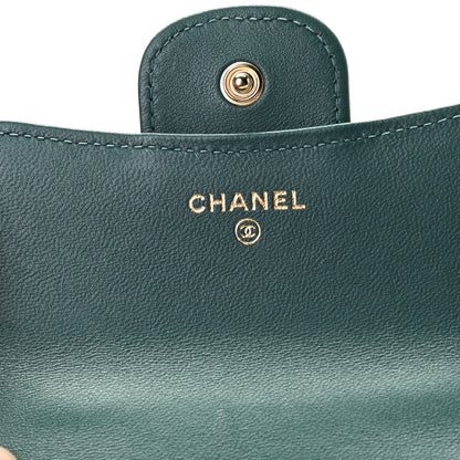 Chanel Lambskin Quilted Top Handle Flap Coin Purse With Chain Green 5 of 8