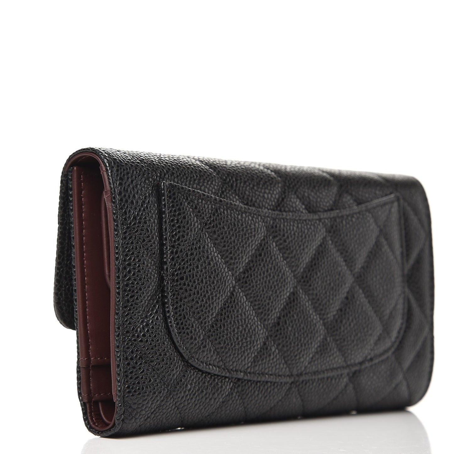 Caviar Quilted Large Flap Wallet Black