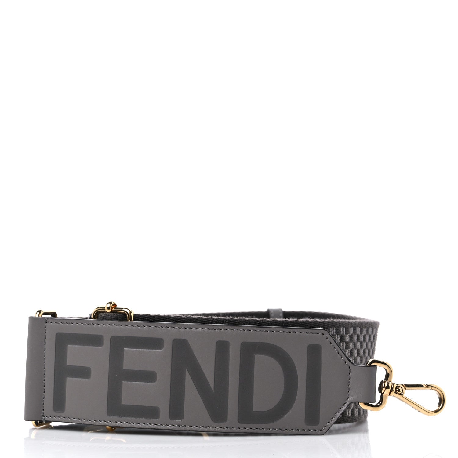 Fendi Ribbon Vitello King Logo Embossed Gingham Woven Adjustable Strap You Moon Ghiaia 2 of 4