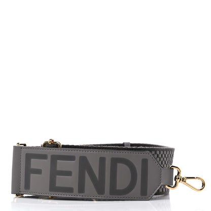 Fendi Ribbon Vitello King Logo Embossed Gingham Woven Adjustable Strap You Moon Ghiaia 2 of 4