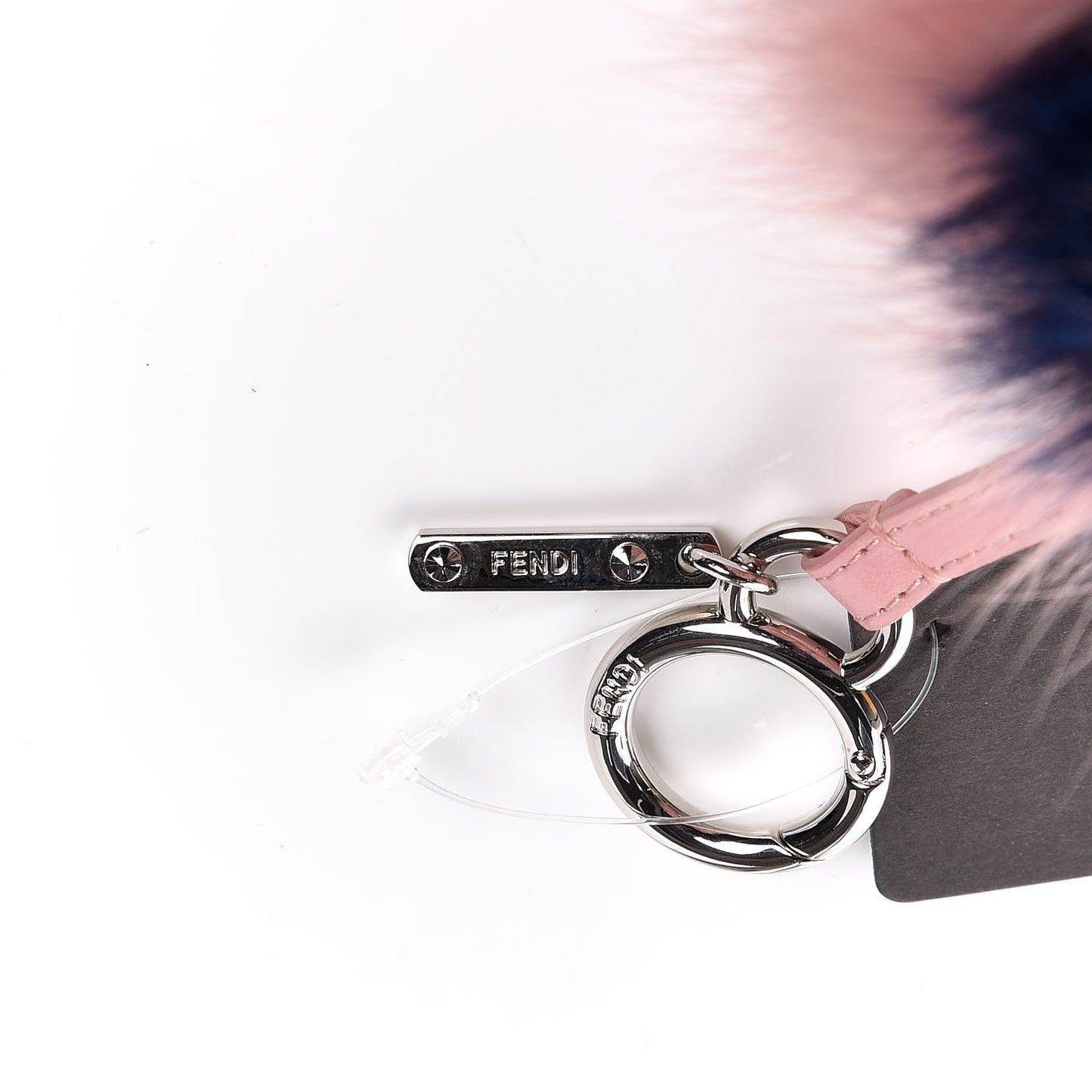 Fox Fur Shiny Nappa Bi-Color R ABCharm Bag Charm Rosa Chiaro Blue Bubblegum