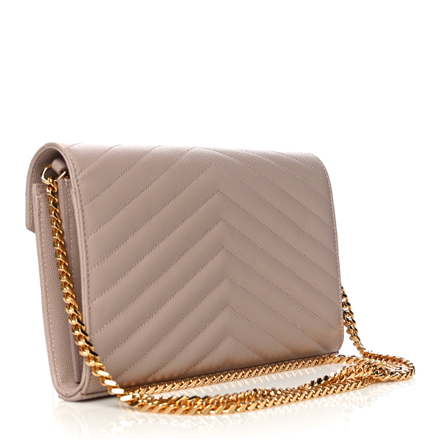 Grain De Poudre Matelasse Chevron Monogram Chain Wallet Rose Antic