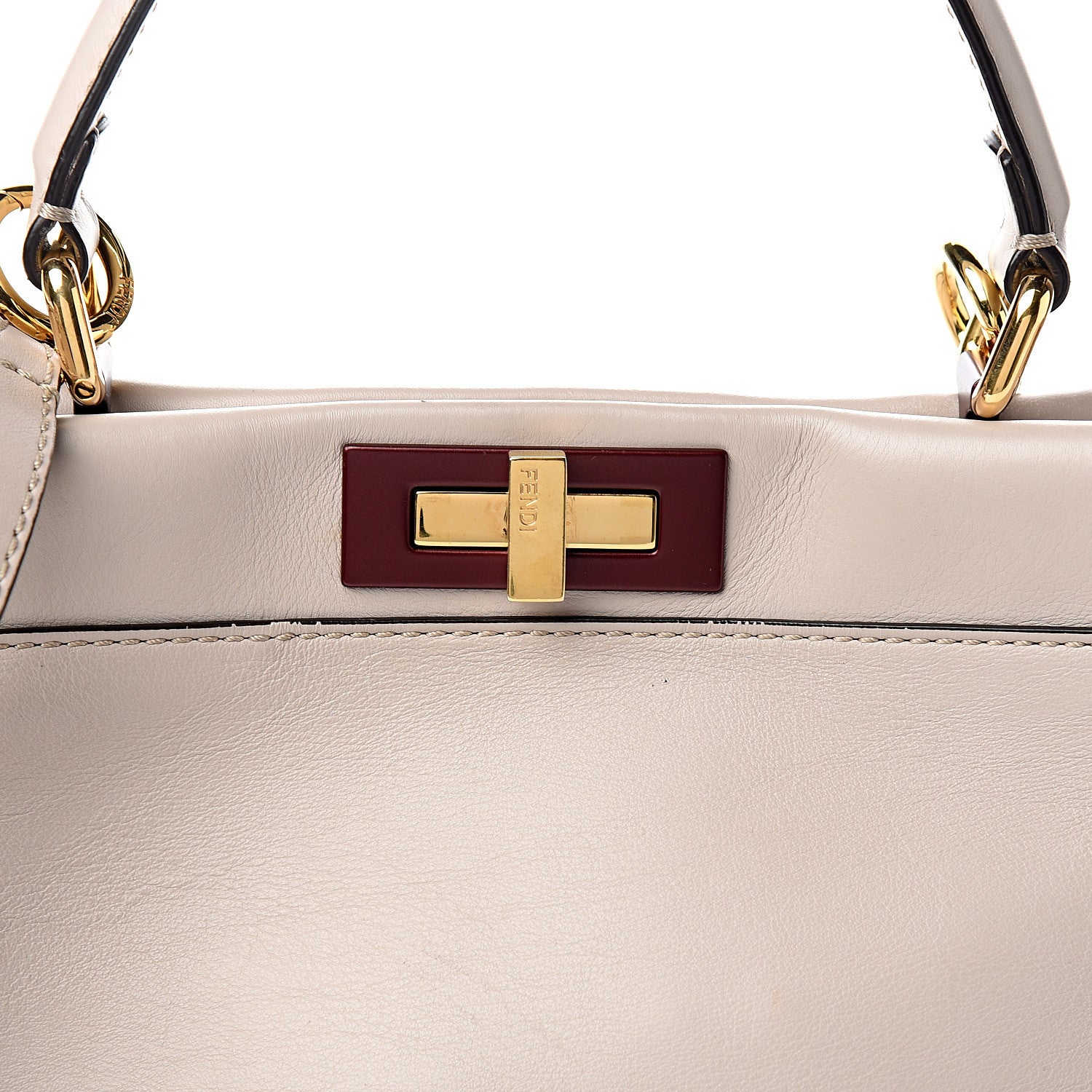 Fendi Vitello Seta Shiny Nappa Medium Peekaboo Iconic Satchel Grigio Polvere Bois de Rose 10 of 10