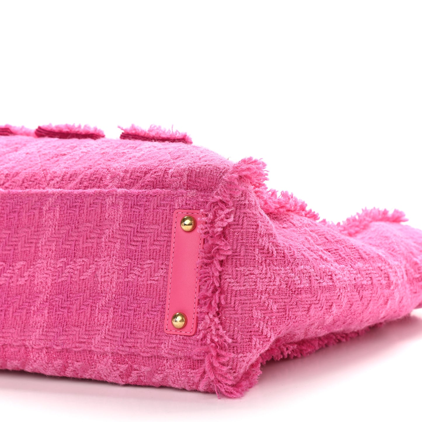 Wool Tweed Large Zipped Shopping Tote Pink
