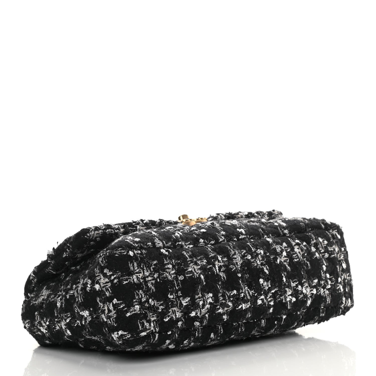 Chanel Tweed Quilted Large Chanel 19 Flap Black Ecru White 4 of 11