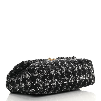 Chanel Tweed Quilted Large Chanel 19 Flap Black Ecru White 4 of 11