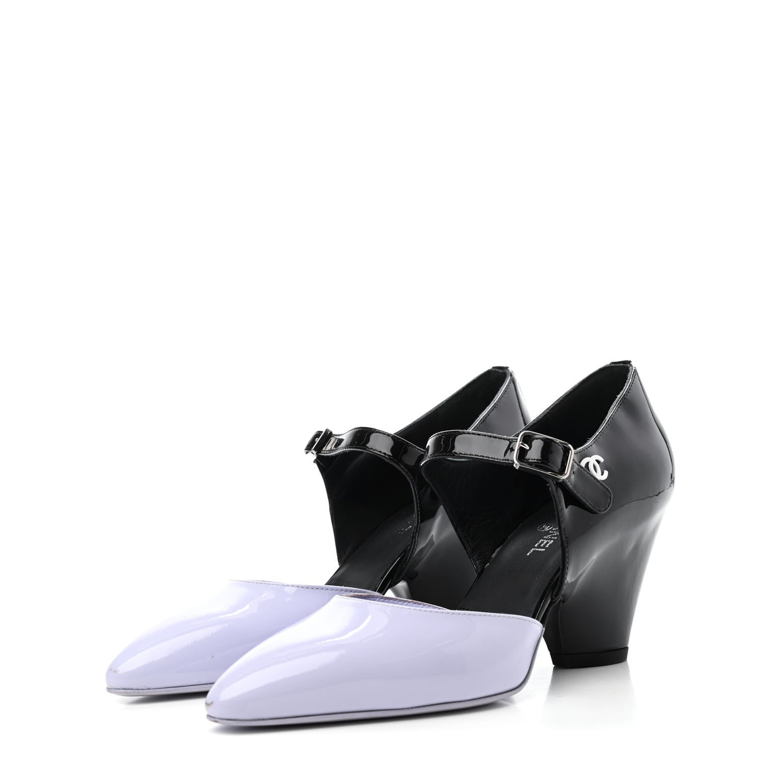 Chanel Patent Calfskin CC Pumps 35.5 Light Purple Black 3 of 5