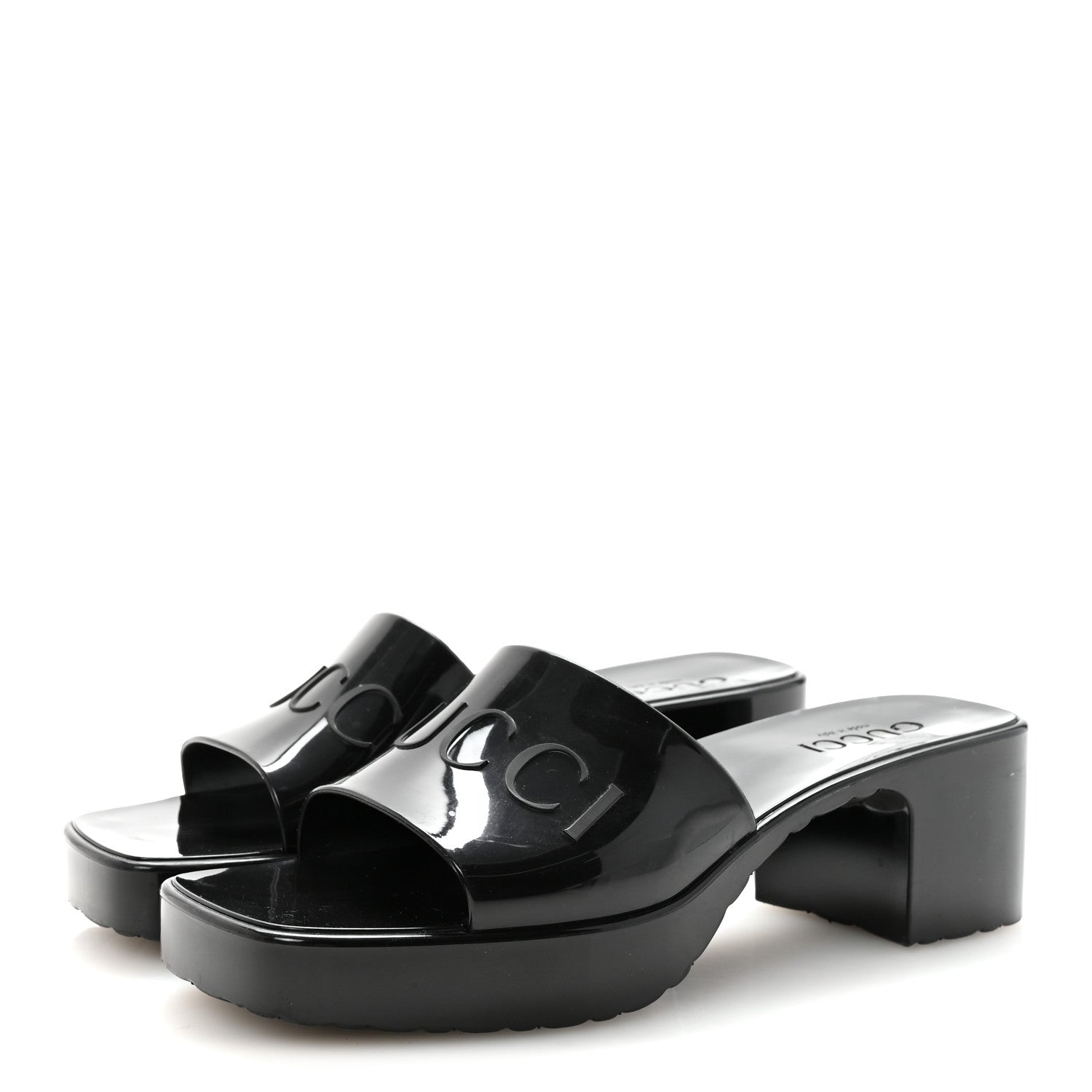 Gucci Rubber Gucci Logo Womens Platform 20/60mm Slide Sandals 37 Black 4 of 9