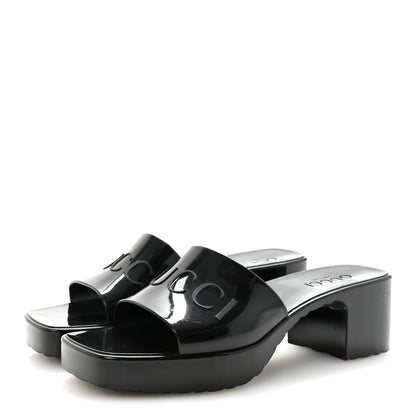 Gucci Rubber Gucci Logo Womens Platform 20/60mm Slide Sandals 37 Black 4 of 9