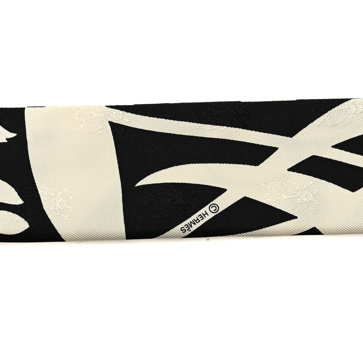 Silk Calfskin Bouquet Final Fringed Twilly Creme Black