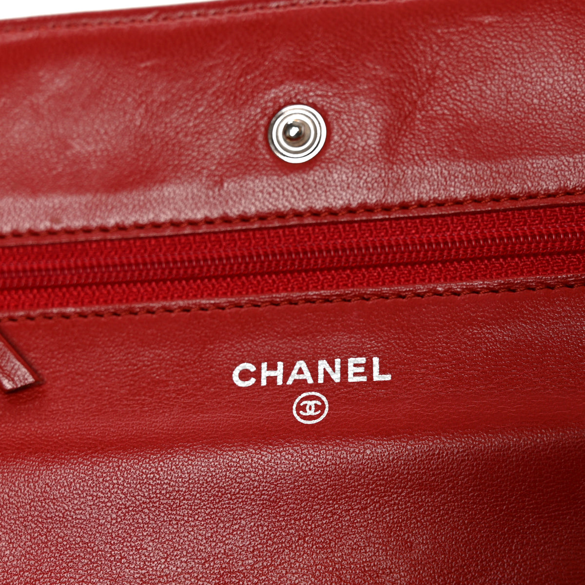 Lambskin Quilted Wallet On Chain WOC Red
