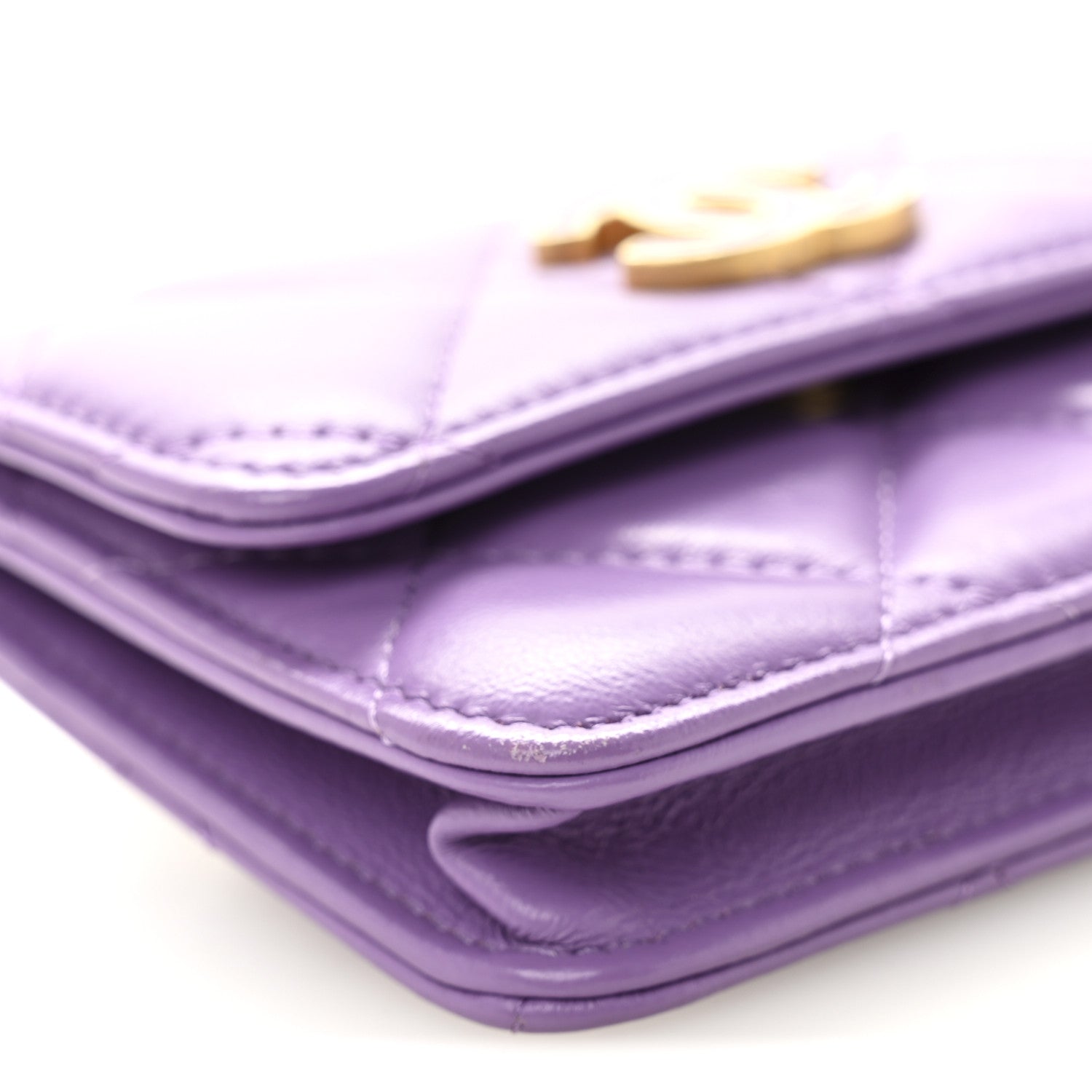 Chanel Lambskin Enamel Quilted Pending CC Flap Belt Bag Purple 10 of 11