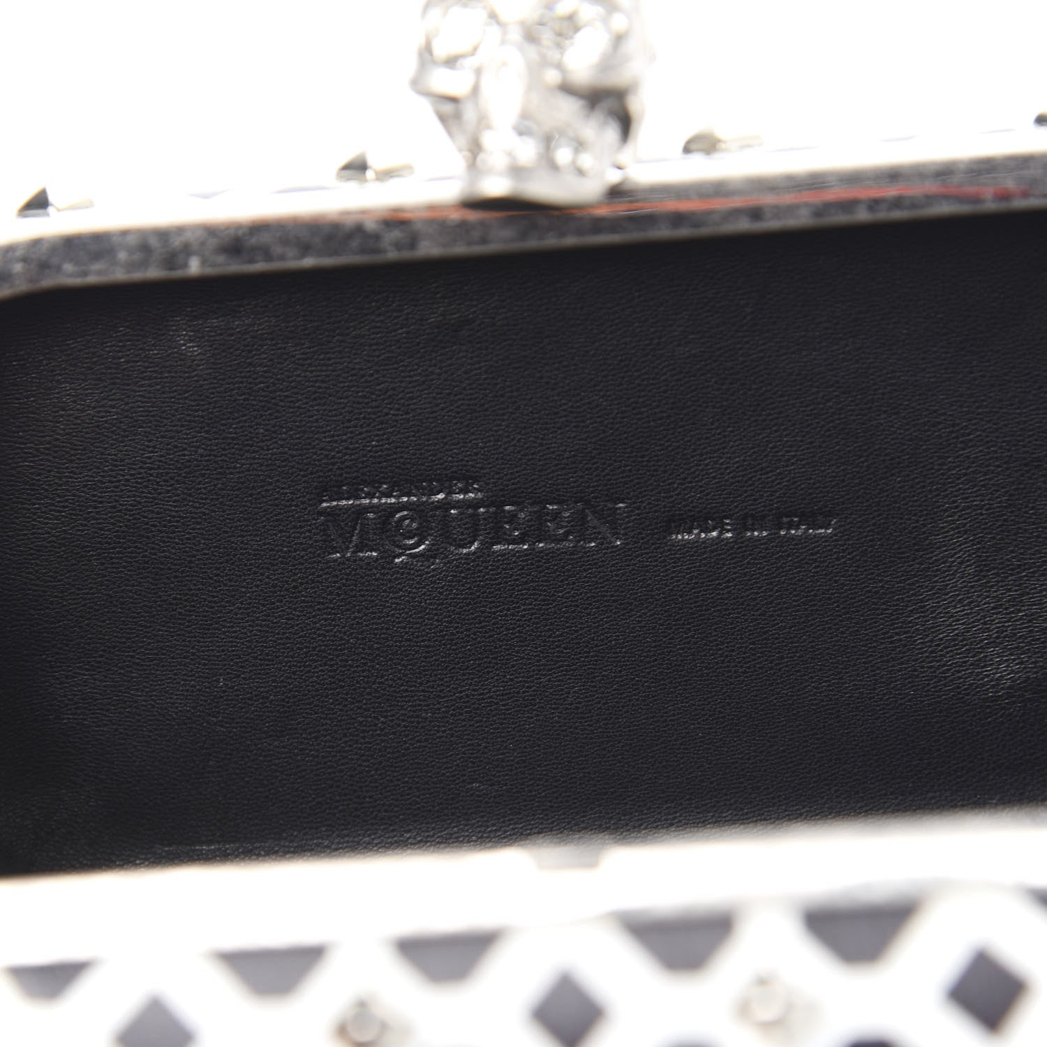 Alexander McQueen Lambskin Studded Skull Box Clutch Ivory Black 5 of 9