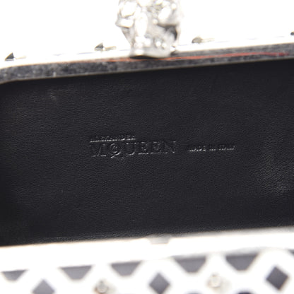 Alexander McQueen Lambskin Studded Skull Box Clutch Ivory Black 5 of 9