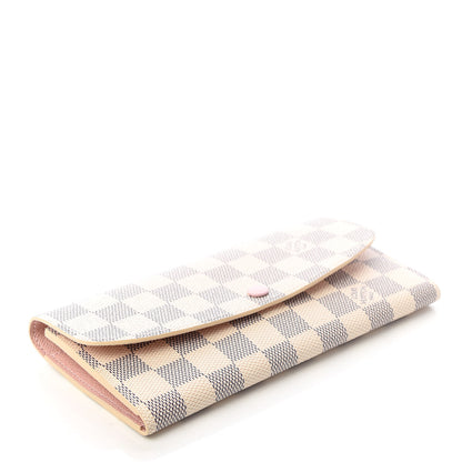 Louis Vuitton Damier Azur Emilie Wallet Rose Ballerine 4 of 7