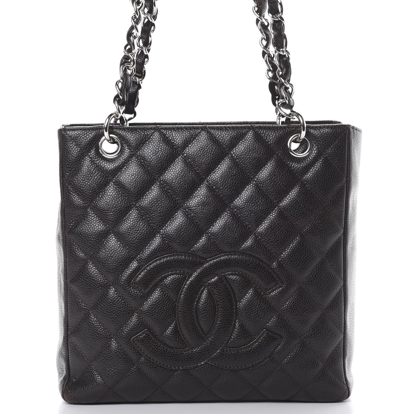 Caviar Petit Shopping Tote PST Dark Brown