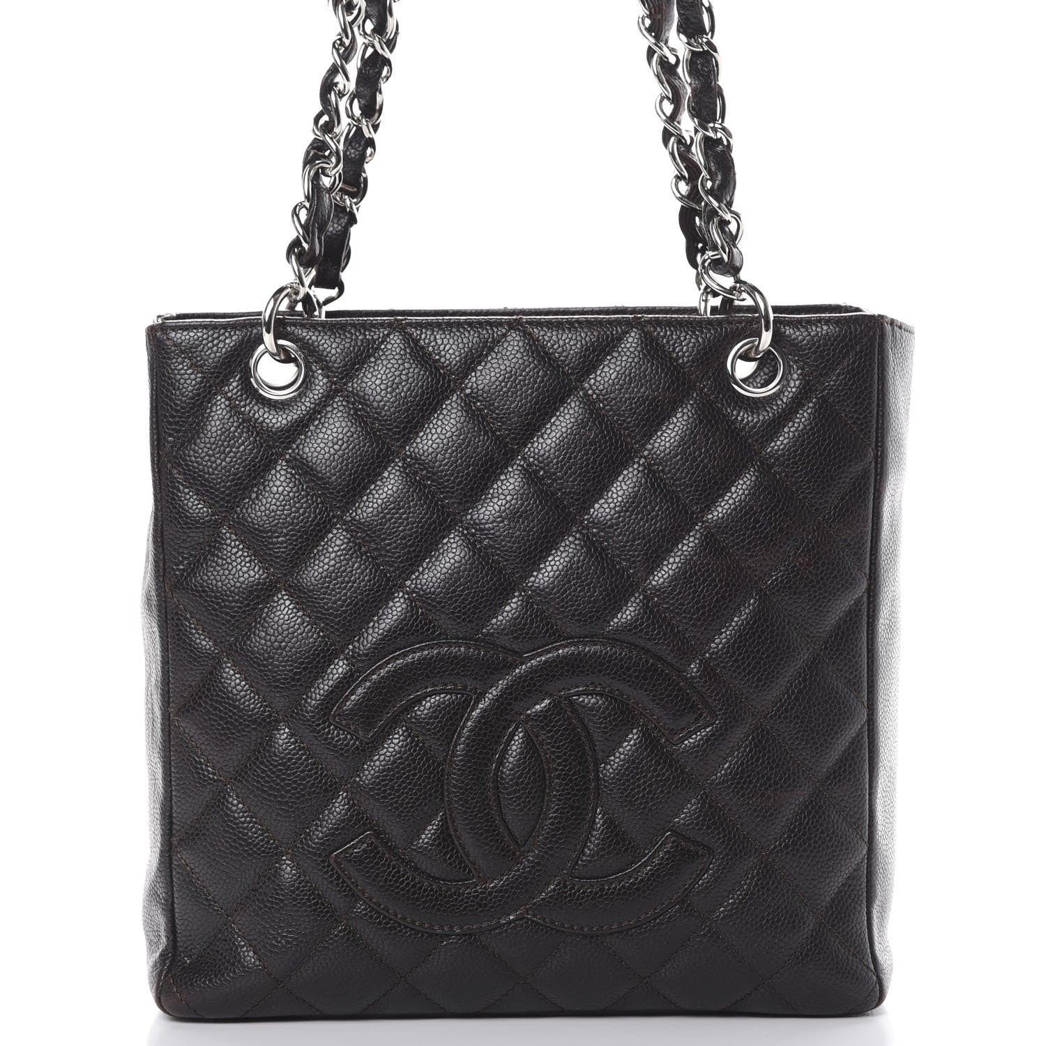 Chanel Caviar Petit Shopping Tote PST Dark Brown 7 of 15