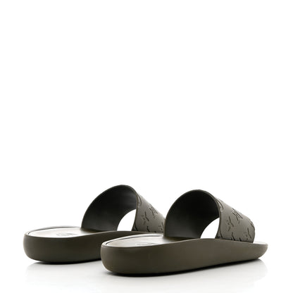 Louis Vuitton Matte Rubber Monogram Embossed Sunbath Slide Sandals 41 Khaki 4 of 9