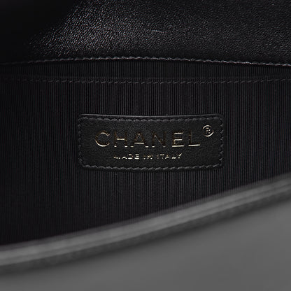 Chanel Lambskin Embroidered Camellia Quilted Small Boy Flap Black 6 of 11