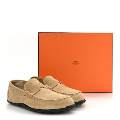 Hermes Suede Calfskin Mens Lazy Loafers 40 Beige Sable 9 of 9