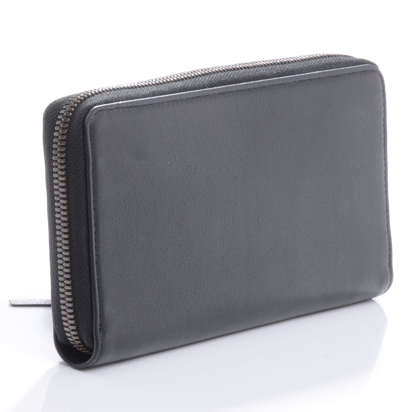 Calfskin Papier Continental Zip Around Wallet Black