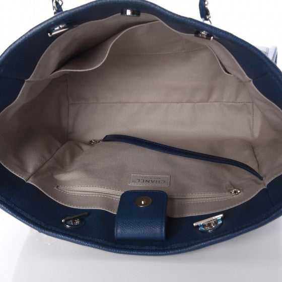Chanel Calfskin Small Deauville Tote Blue 5 of 9