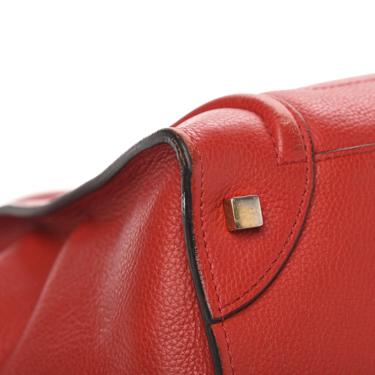 Celine Drummed Calfskin Mini Luggage Coquelicot 9 of 17