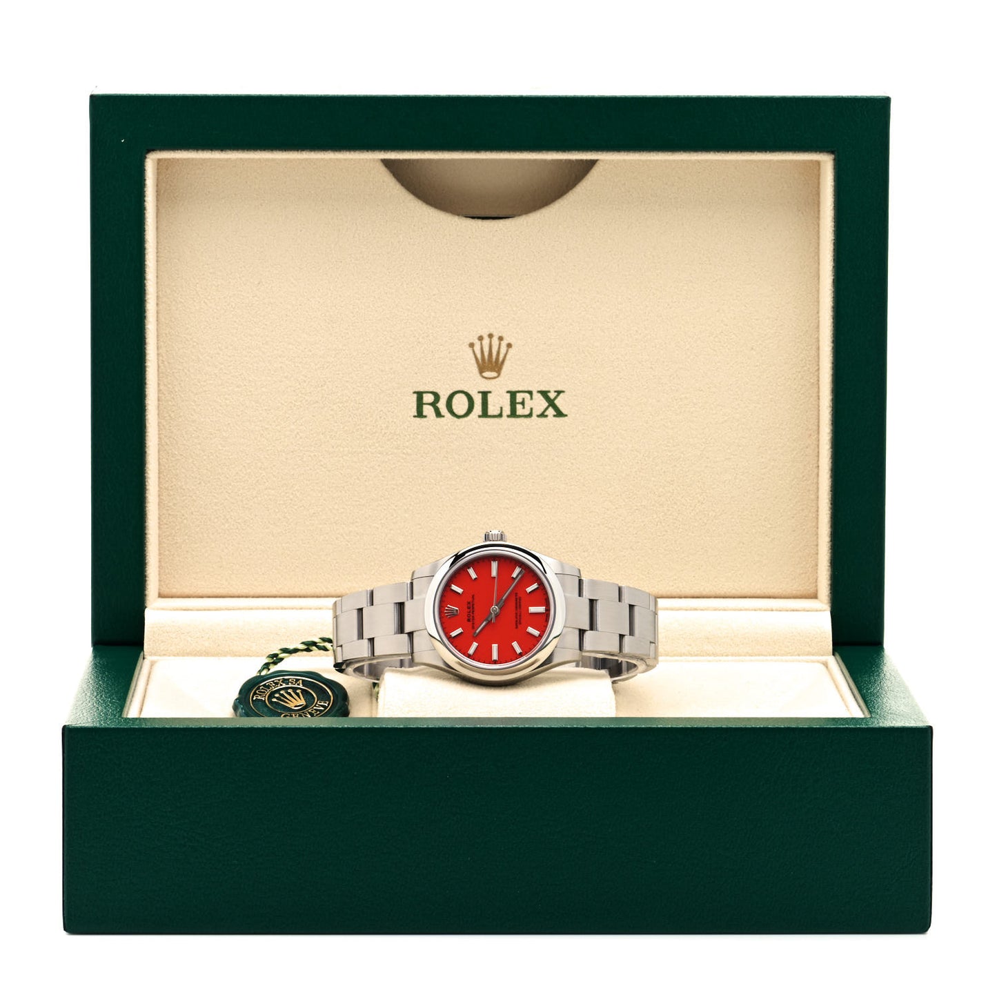 Stainless Steel 31mm Oyster Perpetual Watch Coral Red 277200