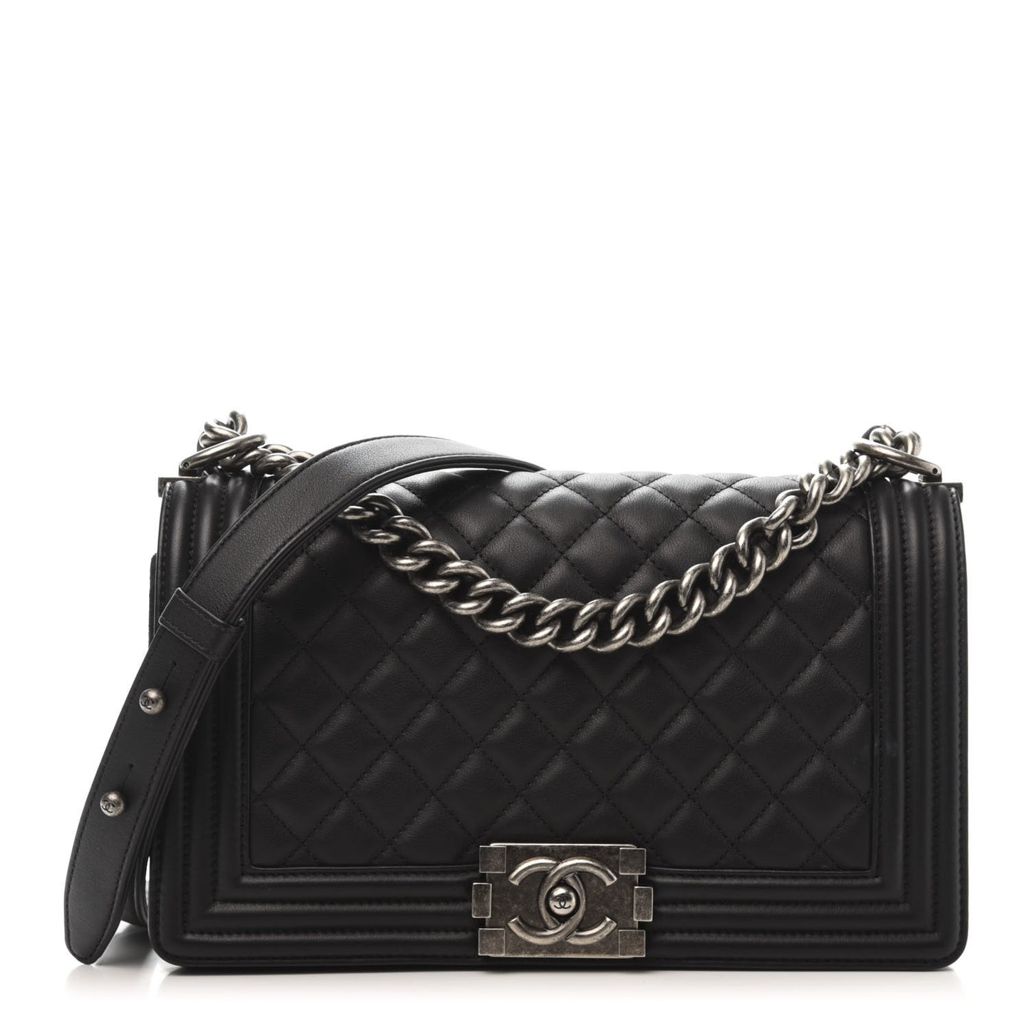 Calfskin Quilted Medium Boy Flap Black