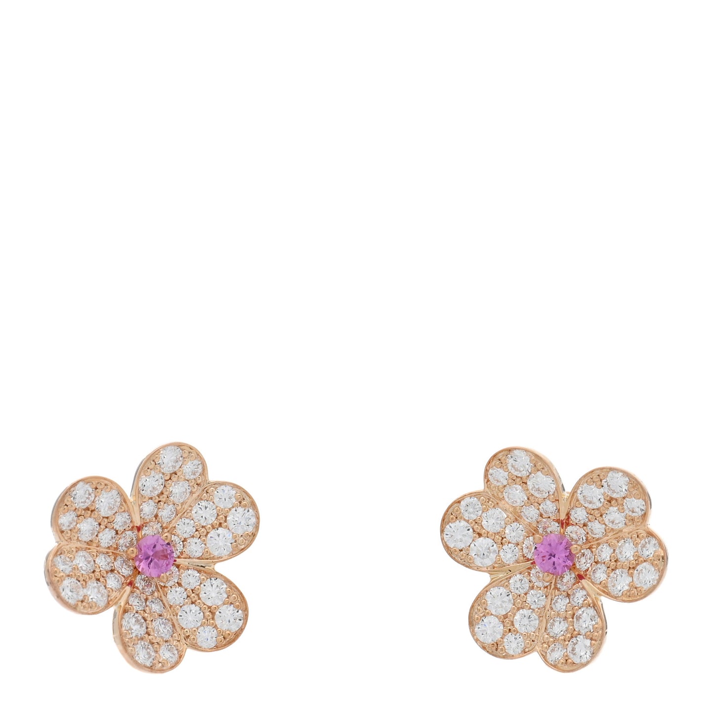 18K Rose Gold Diamond Pink Sapphire Small Frivole Earrings